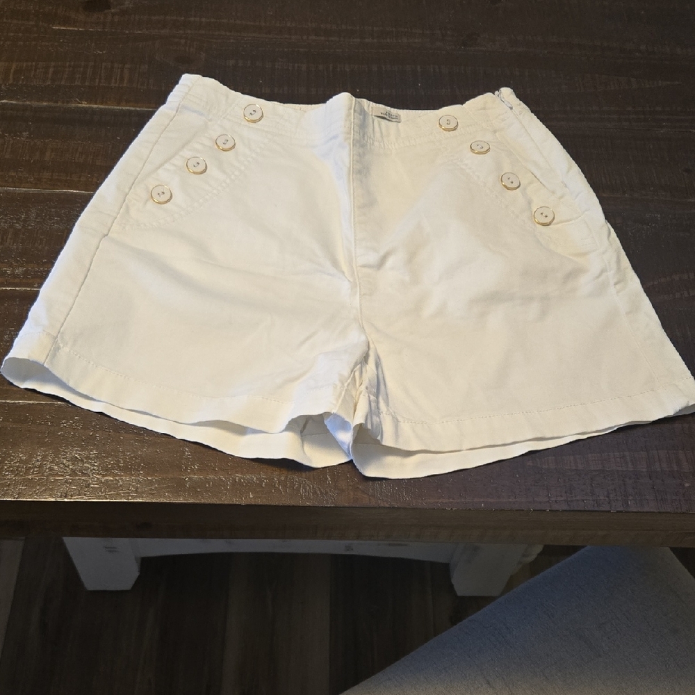 a new day High-Waist Cream Shorts with Button Details